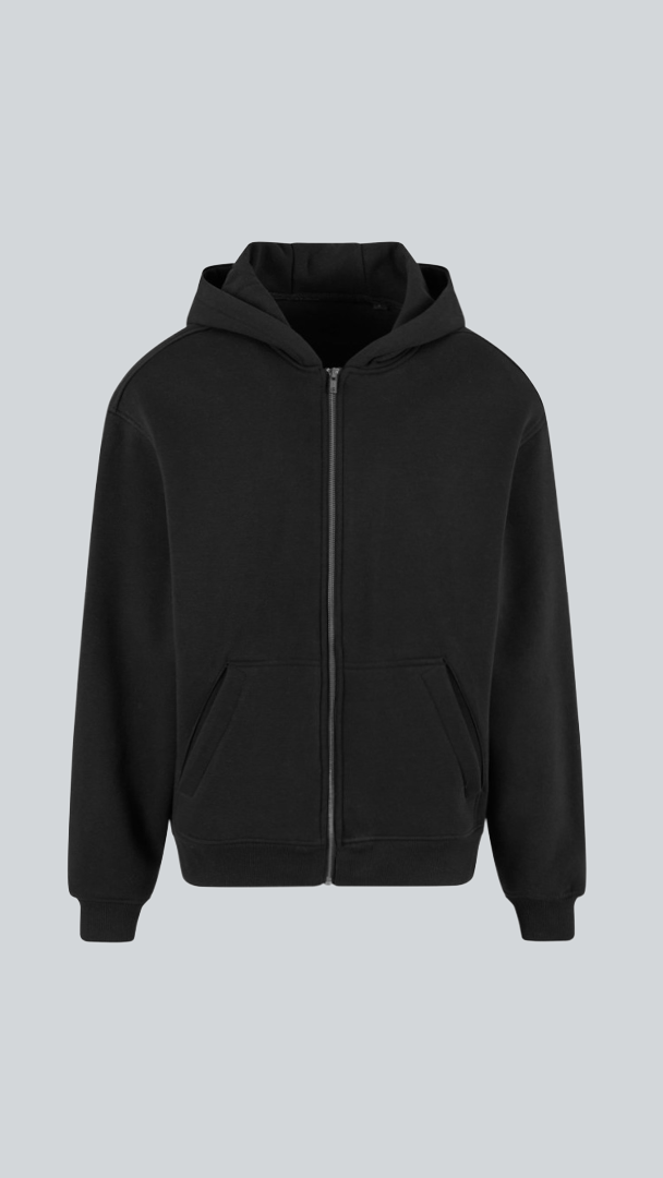Oversize Zip Hoodie, Black