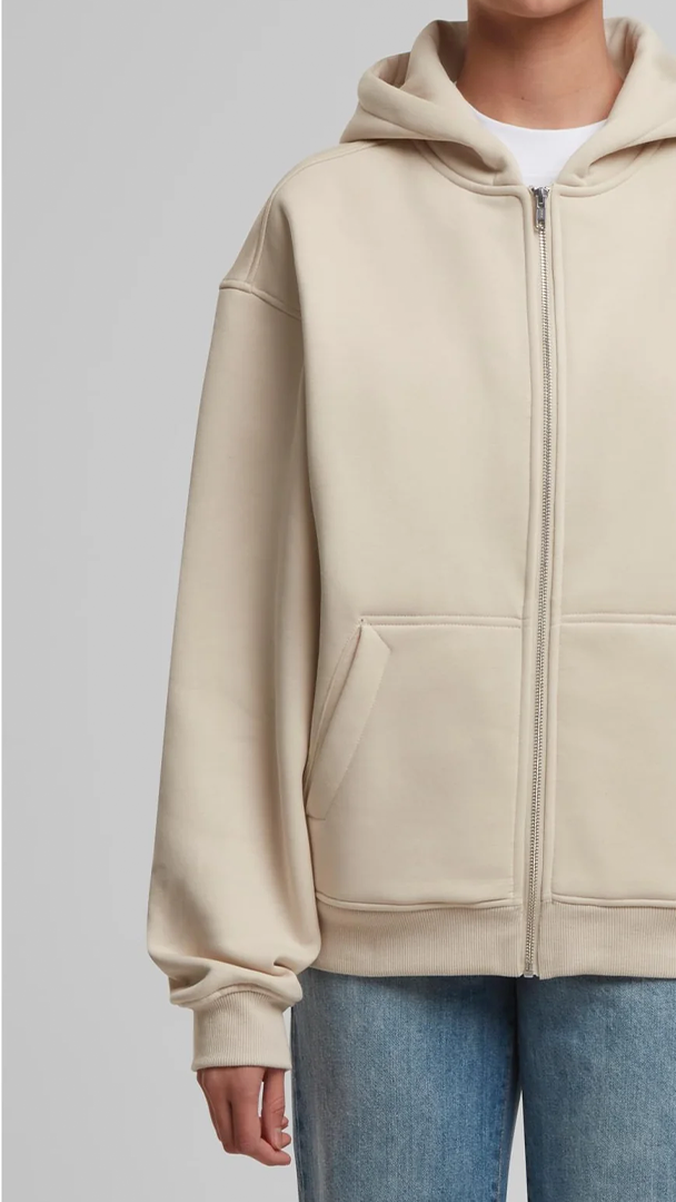 Oversize Zip Hoodie, Cream