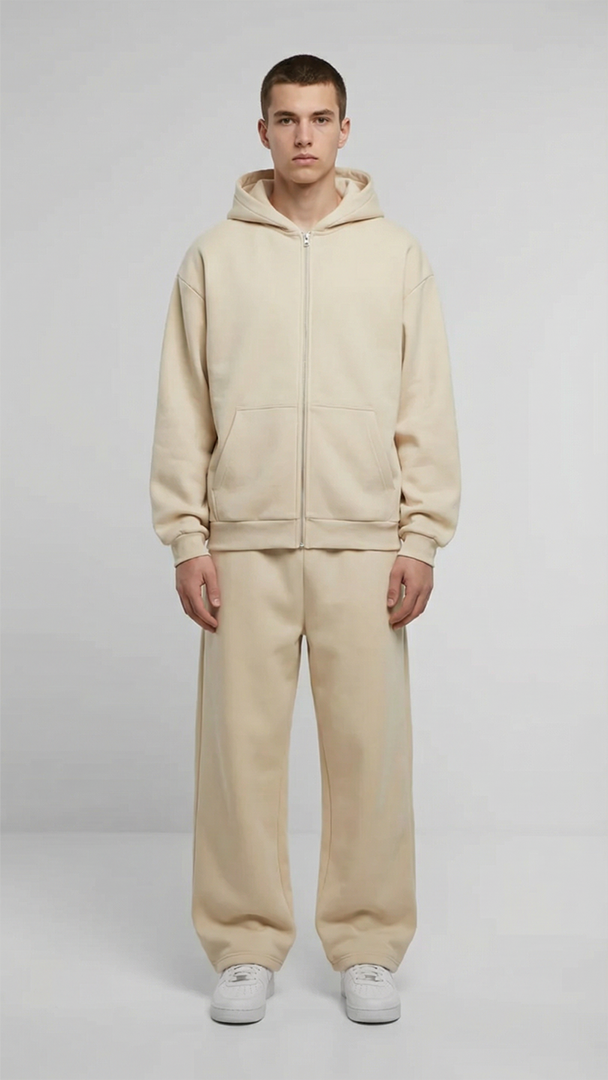 Oversize Zip Hoodie, Cream