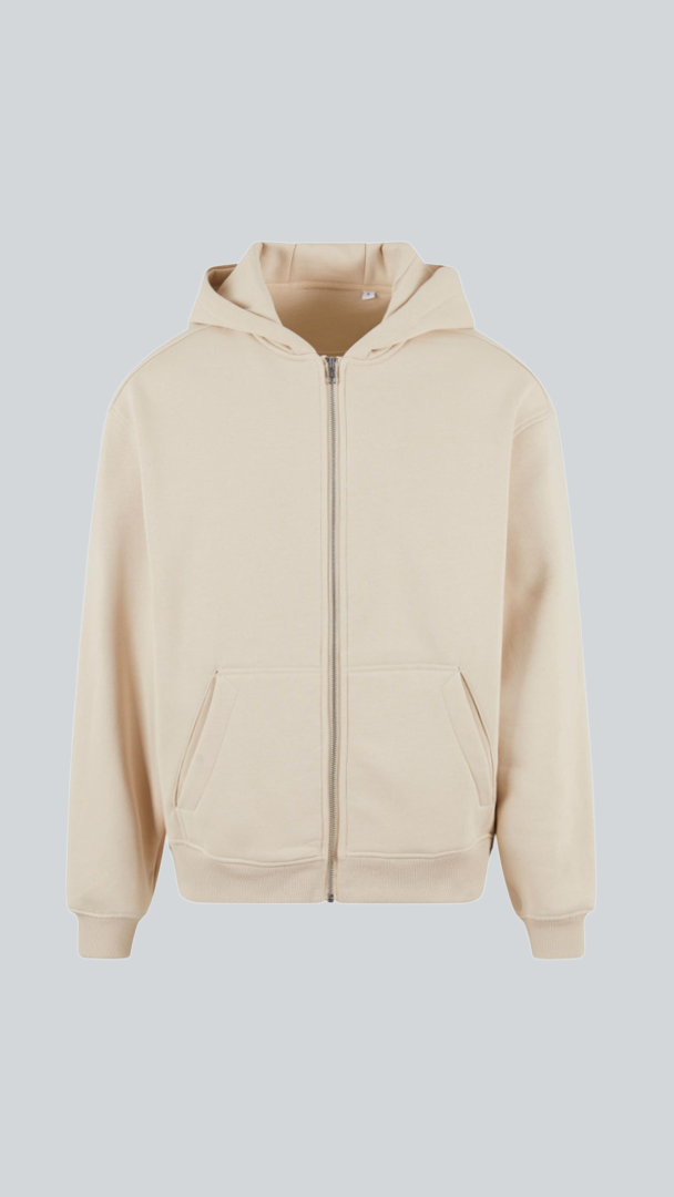 Oversize Zip Hoodie, Cream