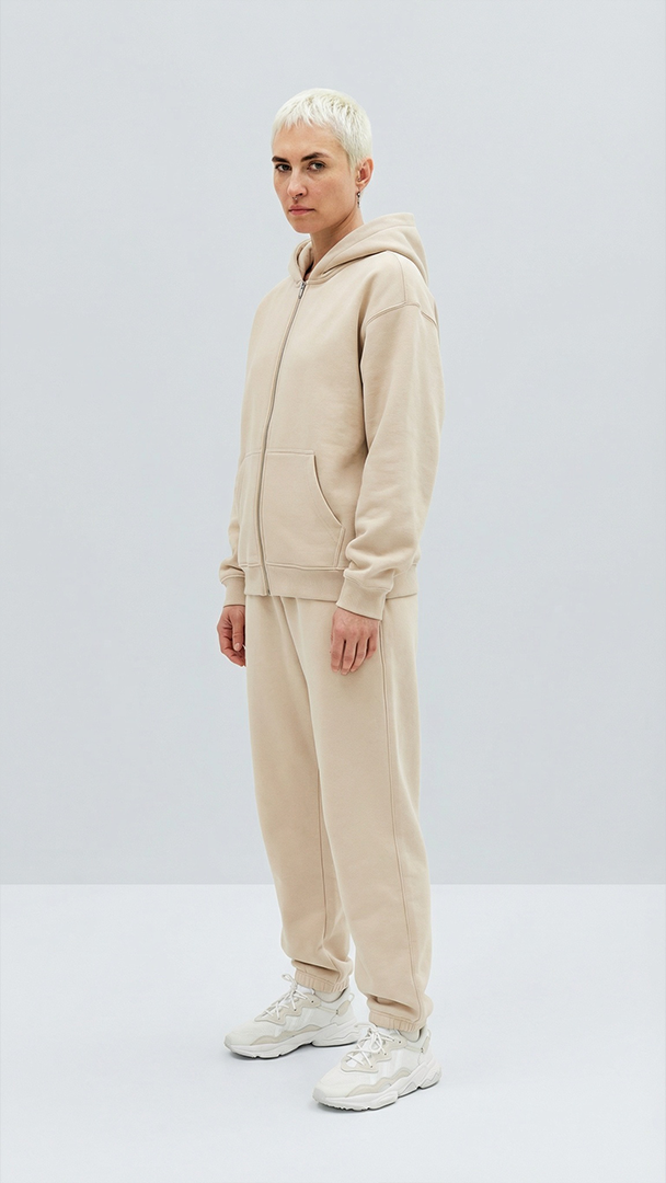 Oversize Zip Hoodie, Cream