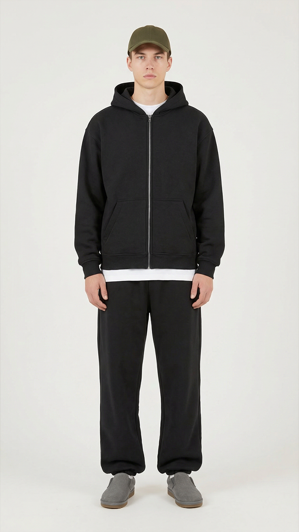 Oversize Zip Hoodie, Black