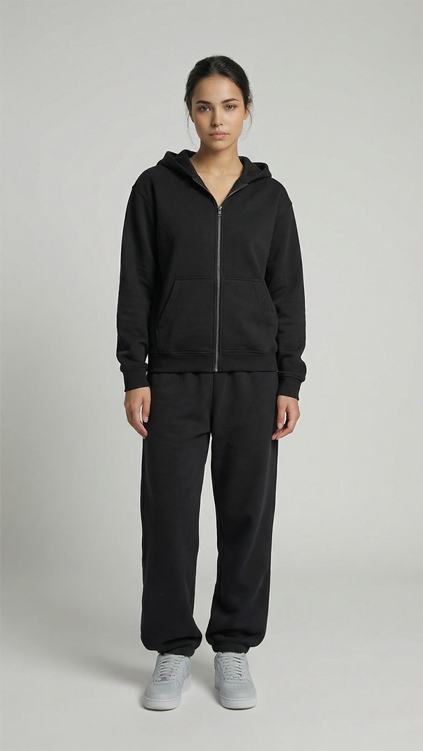 Oversize Zip Hoodie, Black