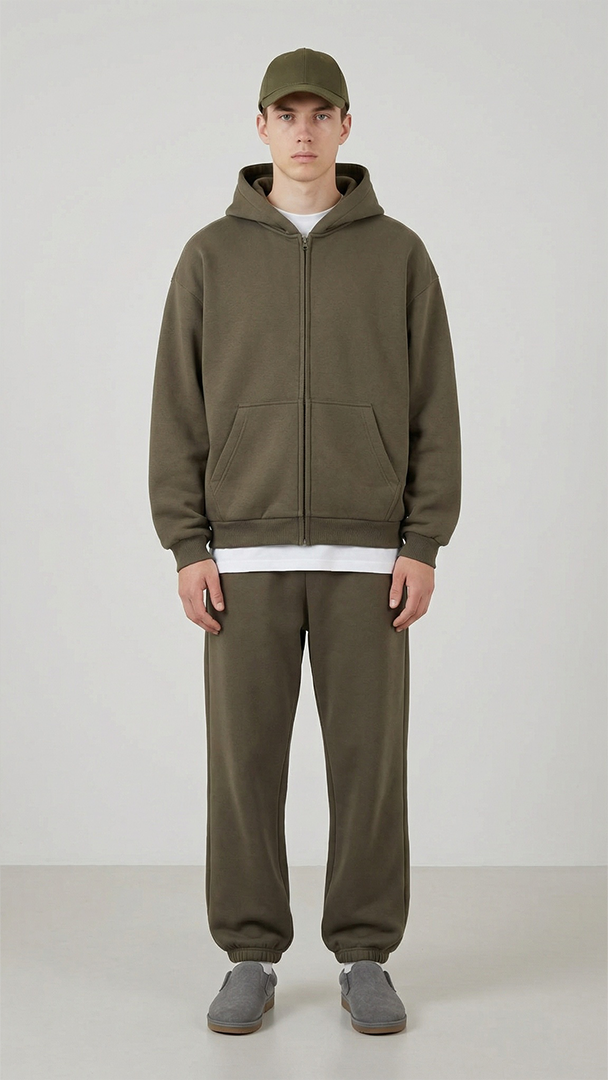 Oversize Zip Hoodie, Rosemary Green