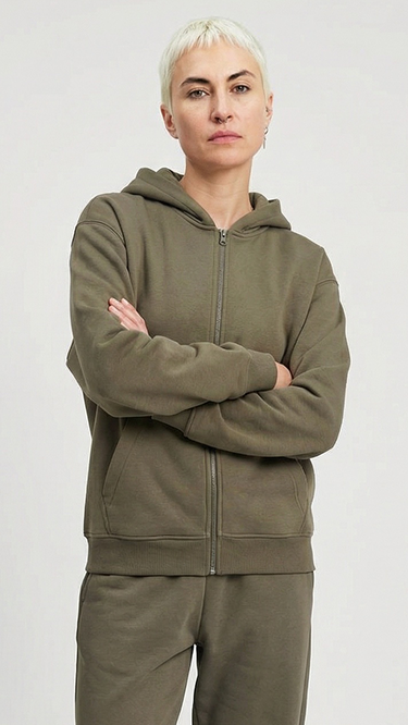 Oversize Zip Hoodie, Rosemary Green